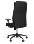 Back view of the SitOnIt Prava highback chair with a headrest in black frame and black vinyl fabric. Kansas City Office Design