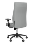 Back view of the SitOnIt Prava highback chair in black frame and Platinum Vinyl fabric. Kansas City Office Design