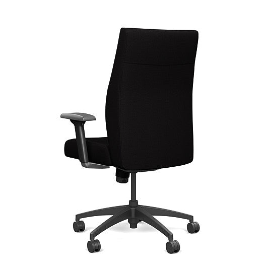 Back view of the SitOnIt Prava midback chair in black frame and black fabric. Kansas City Office Design