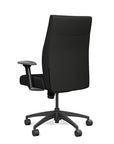 Back view of the SitOnIt Prava midback chair in black frame and black vinyl fabric. Kansas City Office Design