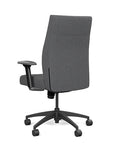 Back view of the SitOnIt Prava midback chair in black frame and gray fabric. Kansas City Office Design