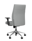 Back view of the SitOnIt Prava midback chair in brushed aluminum frame and Platinum Vinyl fabric. Kansas City Office Design