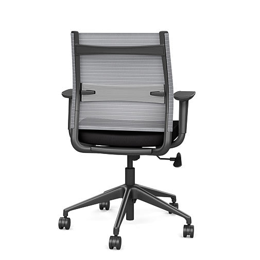 Back view of the SitonIt Wit Med Back Home Desk Chair in a Fog Mesh Back, Black Seat, and Black Frame. Kansas City Office Furniture