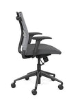 Side view of the SitonIt Wit Med Back Home Desk Chair in a Fog Mesh Back, Gray Seat, and Black Frame. Kansas City Office Furniture