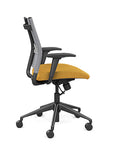 Side view of the SitonIt Wit Med Back Home Desk Chair in a Fog Mesh Back, Yellow Seat, and Black Frame. Kansas City Office Furniture
