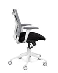 Side view of the SitonIt Wit Med Back Home Desk Chair in a Fog Mesh Back, Black Seat, and White Frame. Kansas City Office Furniture