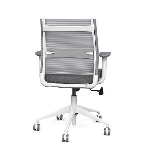 Back view of the SitonIt Wit Med Back Home Desk Chair in a Fog Mesh Back, Gray Seat, and White Frame. Kansas City Office Furniture