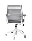 Back view of the SitonIt Wit Med Back Home Desk Chair in a Fog Mesh Back, Gray Seat, and White Frame. Kansas City Office Furniture