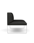 Side view of the SitOnIt Cameo 2 seater loveseat Armless in Black Vinyl with Chrome Frame. Kansas City Office Design