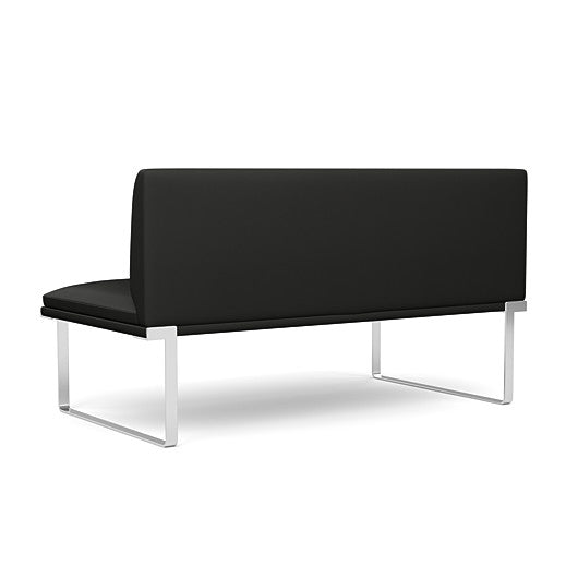 Back view of the SitOnIt Cameo 2 seater loveseat Armless in Black Vinyl with Chrome Frame. Kansas City Office Design