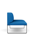 Side view of the SitOnIt Cameo 2 seater loveseat Armless in blue fabric with Black Frame. Kansas City Office Design
