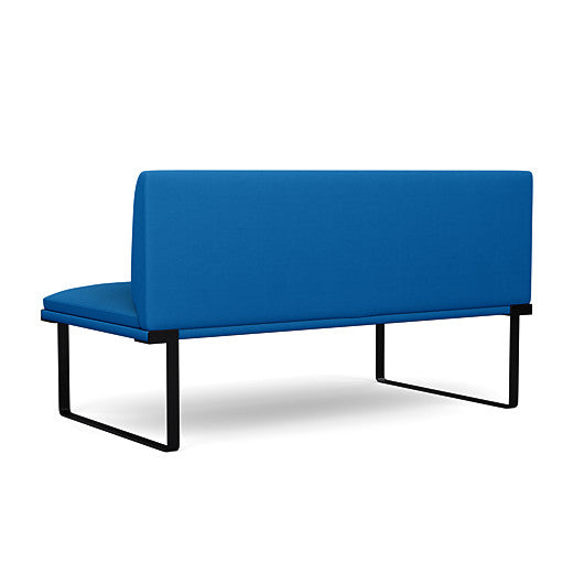 Back view of the SitOnIt Cameo 2 seater loveseat Armless in blue fabric with Black Frame. Kansas City Office Design