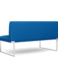 Back view of the SitOnIt Cameo 2 seater loveseat Armless in blue fabric with Chrome Frame. Kansas City Office Design