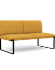 Front view of the SitOnIt Cameo 2 seater loveseat Armless in gold fabric with black Frame. Kansas City Office Design