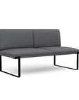 Front view of the SitOnIt Cameo 2 seater loveseat Armless in gray fabric with black Frame. Kansas City Office Design