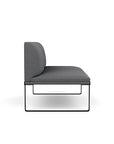 Side view of the SitOnIt Cameo 2 seater loveseat Armless in gray fabric with black Frame. Kansas City Office Design