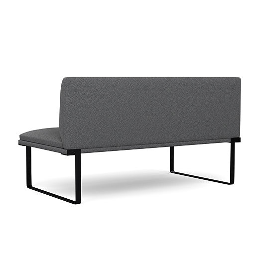 Back view of the SitOnIt Cameo 2 seater loveseat Armless in gray fabric with black Frame. Kansas City Office Design