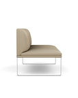 Side view of the SitOnIt Cameo 2 seater loveseat Armless in pebble vinyl with chrome Frame. Kansas City Office Design