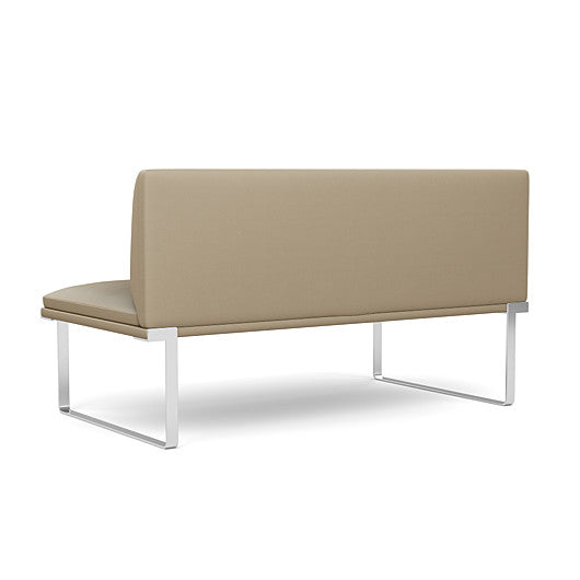 Back view of the SitOnIt Cameo 2 seater loveseat Armless in pebble vinyl with chrome Frame. Kansas City Office Design