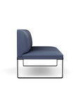 Front view of the SitOnIt Cameo 2 seater loveseat Armless in sapphire vinyl with black Frame. Kansas City Office Design
