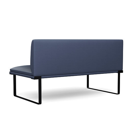Back view of the SitOnIt Cameo 2 seater loveseat Armless in sapphire vinyl with black Frame. Kansas City Office Design