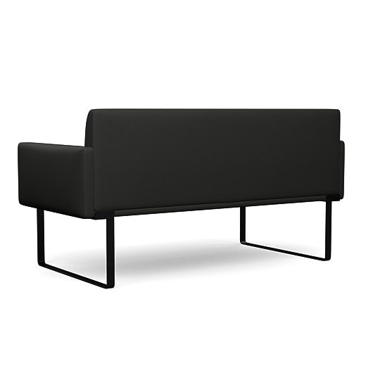 Back view of the SitOnIt Cameo 2 seater loveseat in black vinyl with black Frame. Kansas City Office Design