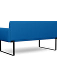 Back view of the SitOnIt Cameo 2 seater loveseat in blue fabric with black Frame. Kansas City Office Design