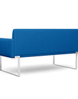 Back view of the SitOnIt Cameo 2 seater loveseat in blue fabric with chrome Frame. Kansas City Office Design
