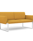 Front view of the SitOnIt Cameo 2 seater loveseat in gold fabric with chrome Frame. Kansas City Office Design