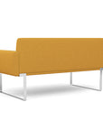Back view of the SitOnIt Cameo 2 seater loveseat in gold fabric with chrome Frame. Kansas City Office Design