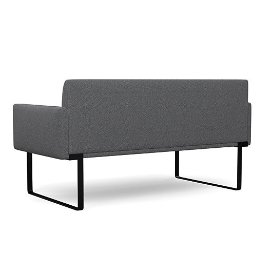 Back view of the SitOnIt Cameo 2 seater loveseat in gray fabric with black Frame. Kansas City Office Design