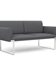 Front view of the SitOnIt Cameo 2 seater loveseat in gray fabric with chrome Frame. Kansas City Office Design