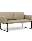 Front view of the SitOnIt Cameo 2 seater loveseat in pebble vinyl with black Frame. Kansas City Office Design