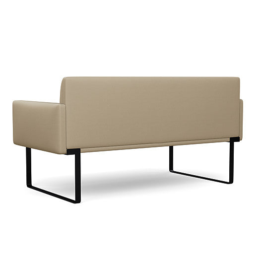 Back view of the SitOnIt Cameo 2 seater loveseat in pebble vinyl with black Frame. Kansas City Office Design