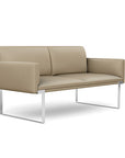 Front view of the SitOnIt Cameo 2 seater loveseat in pebble vinyl with chrome Frame. Kansas City Office Design