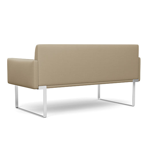 Back view of the SitOnIt Cameo 2 seater loveseat in pebble vinyl with chrome Frame. Kansas City Office Design