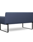 Back view of the SitOnIt Cameo 2 seater loveseat in sapphire vinyl with black Frame. Kansas City Office Design