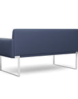 Back view of the SitOnIt Cameo 2 seater loveseat in sapphire vinyl with chrome Frame. Kansas City Office Design