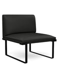 Front view of the SitOnIt Cameo Club Chair armless in black vinyl with black Frame. Kansas City Office Design