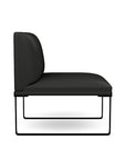 Side view of the SitOnIt Cameo Club Chair armless in black vinyl with black Frame. Kansas City Office Design