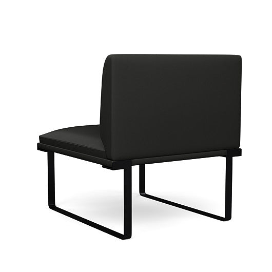 Back view of the SitOnIt Cameo Club Chair armless in black vinyl with black Frame. Kansas City Office Design
