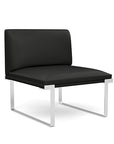 Front view of the SitOnIt Cameo Club Chair armless in black vinyl with chrome Frame. Kansas City Office Design