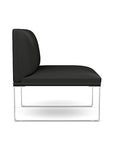 Side view of the SitOnIt Cameo Club Chair armless in black vinyl with chrome Frame. Kansas City Office Design