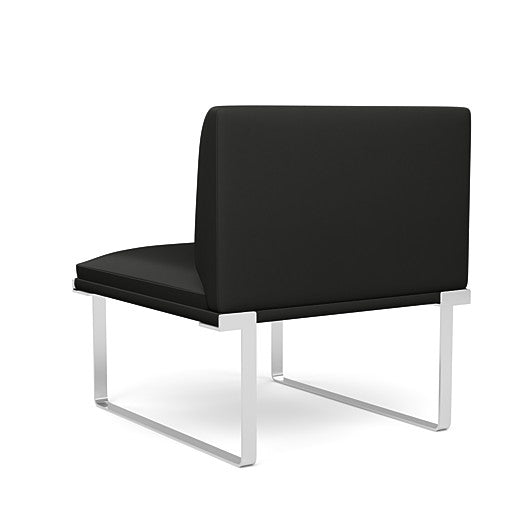 Back view of the SitOnIt Cameo Club Chair armless in black vinyl with chrome Frame. Kansas City Office Design