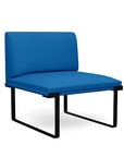 Front view of the SitOnIt Cameo Club Chair armless in blue fabric with black Frame. Kansas City Office Design