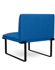 Back view of the SitOnIt Cameo Club Chair armless in blue fabric with black Frame. Kansas City Office Design
