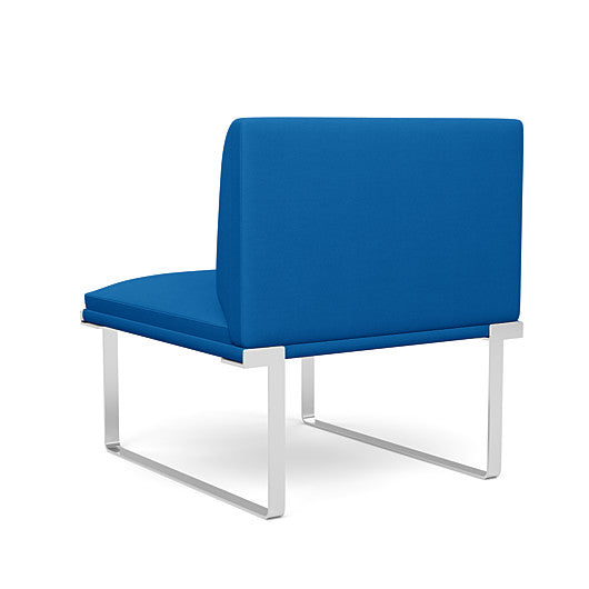 Back view of the SitOnIt Cameo Club Chair armless in blue fabric with chrome Frame. Kansas City Office Design