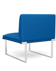 Back view of the SitOnIt Cameo Club Chair armless in blue fabric with chrome Frame. Kansas City Office Design