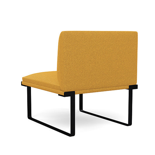 Back view of the SitOnIt Cameo Club Chair armless in gold fabric with black Frame. Kansas City Office Design