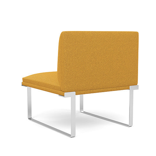 Back view of the SitOnIt Cameo Club Chair armless in gold fabric with chrome Frame. Kansas City Office Design